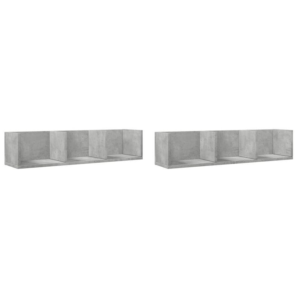 Armoires murales 2pcs gris béton 75x18x16,5cm bois d'ingénierie - Photo n°1