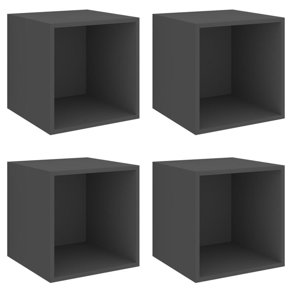 Armoires murales 4 pcs Gris 37x37x37 cm - Photo n°1