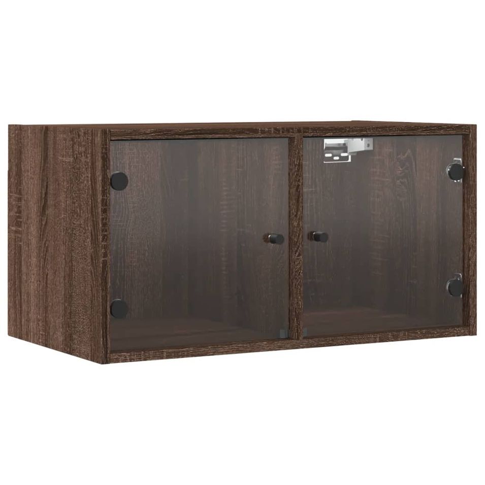 Armoires murales portes vitrées 2 pcs chêne marron 68,5x37x35cm - Photo n°1