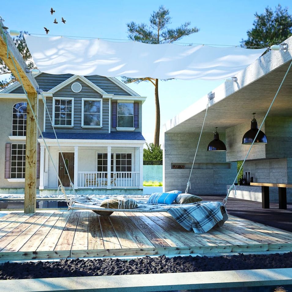 Auvent de patio Tissu Oxford 140 x 420 cm - Photo n°1