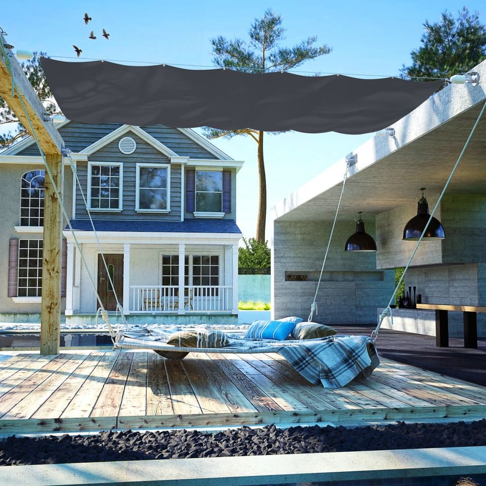 Auvent de patio Tissu Oxford 140 x 420 cm Gris - Photo n°1