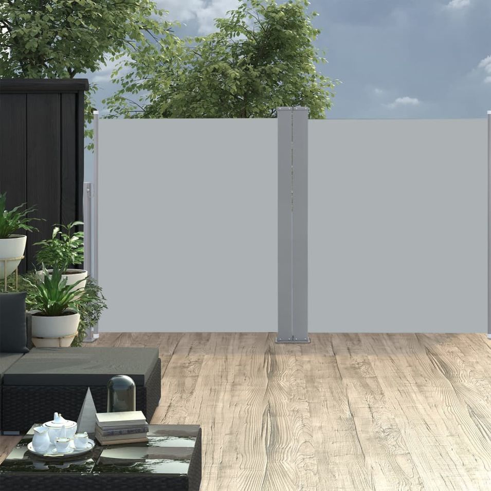 Auvent latéral double rétractable de patio 170x600cm Anthracite - Photo n°1