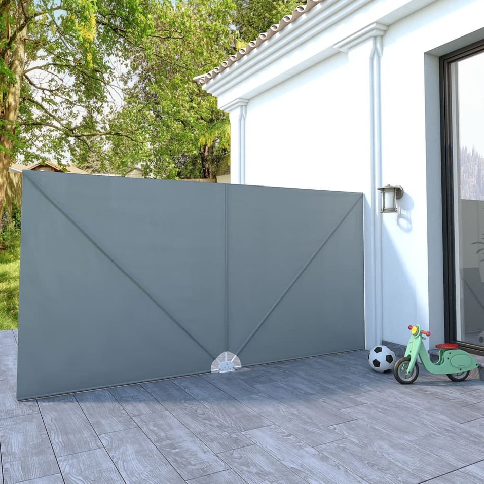 Auvent latéral pliable de terrasse Gris 400 x 200 cm - Photo n°1