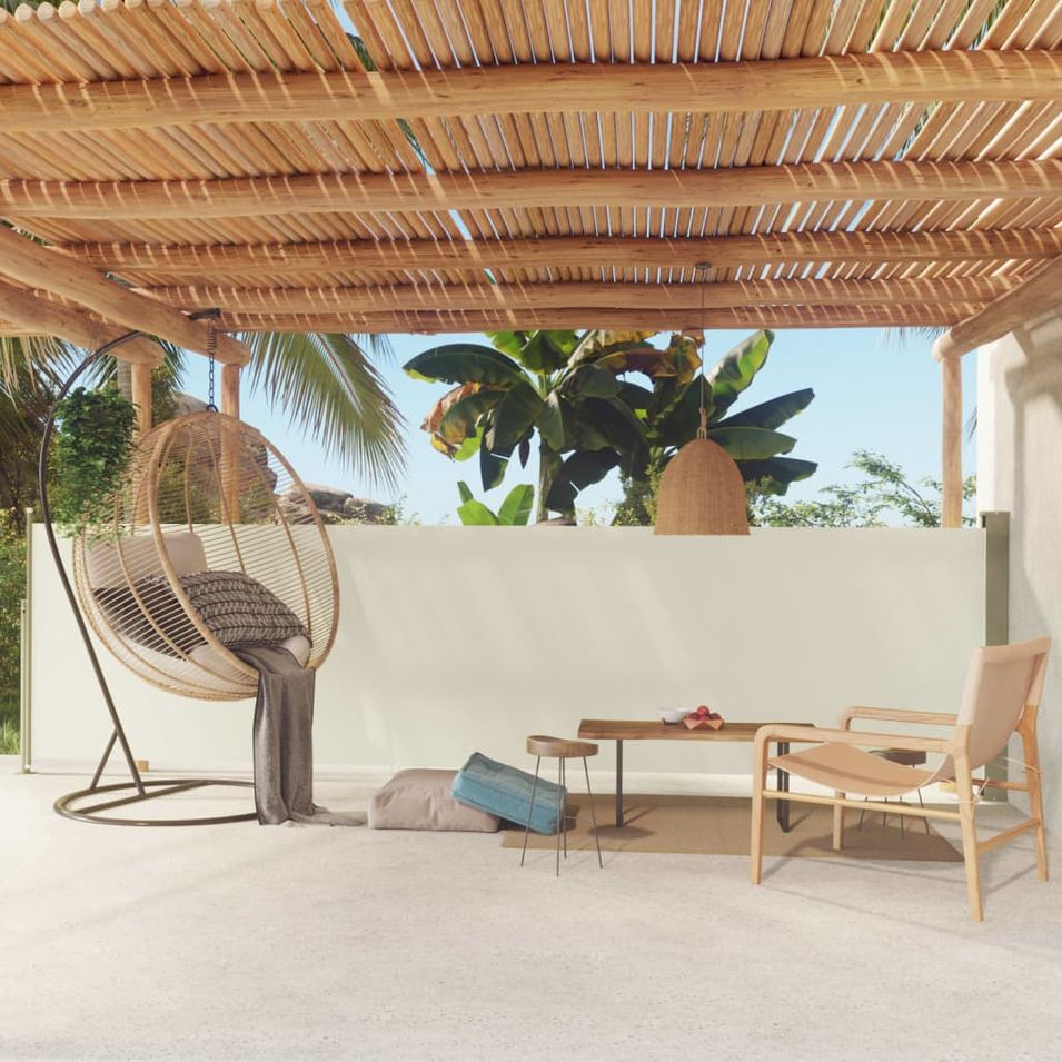 Auvent latéral rétractable de patio 140x500 cm Crème - Photo n°1