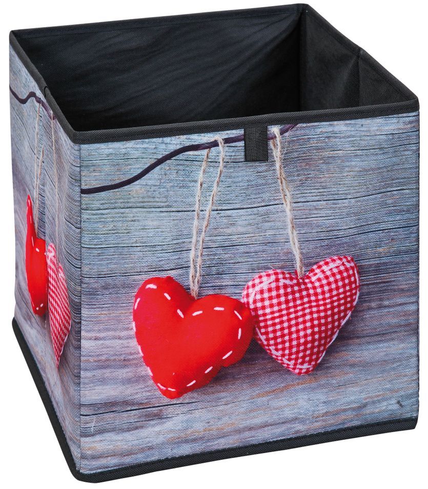 Bac rangement pliable noir avec motif Coeur - Photo n°1