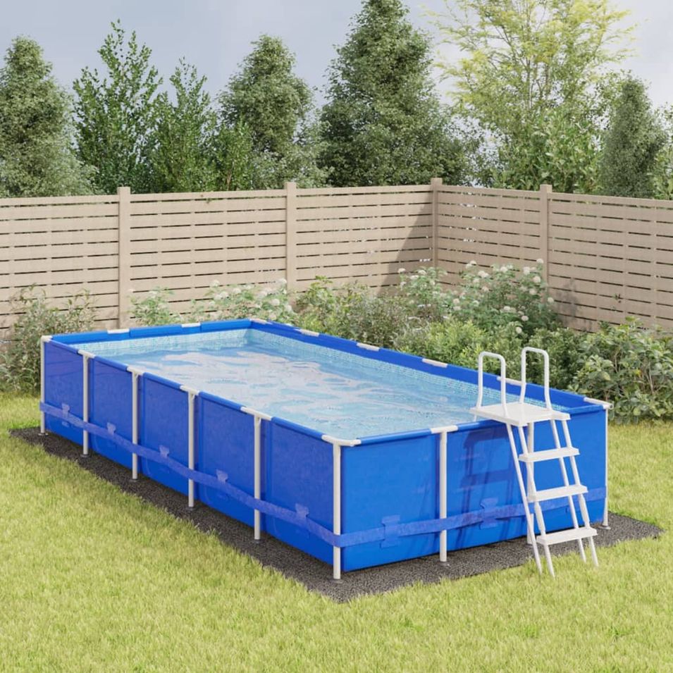 Bâche de piscine gris clair 750x370 cm géotextile polyester - Photo n°1