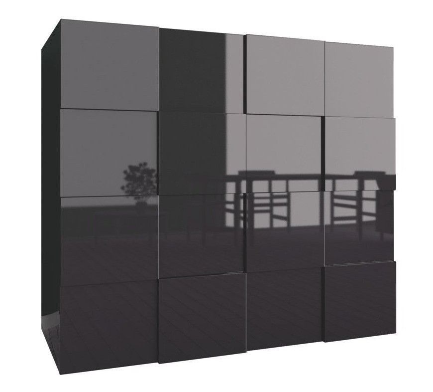 Bahut 2 portes bois laqué anthracite brillant Namob L 120 cm - Photo n°1