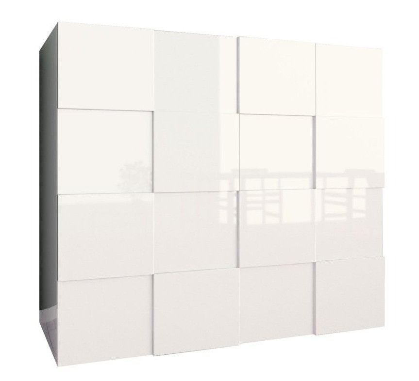 Bahut 2 portes bois laqué blanc brillant Namob L 120 cm - Photo n°1