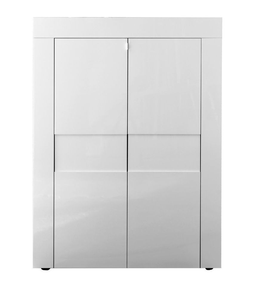 Bahut 2 portes bois laqué blanc brillant Lubi - Photo n°1