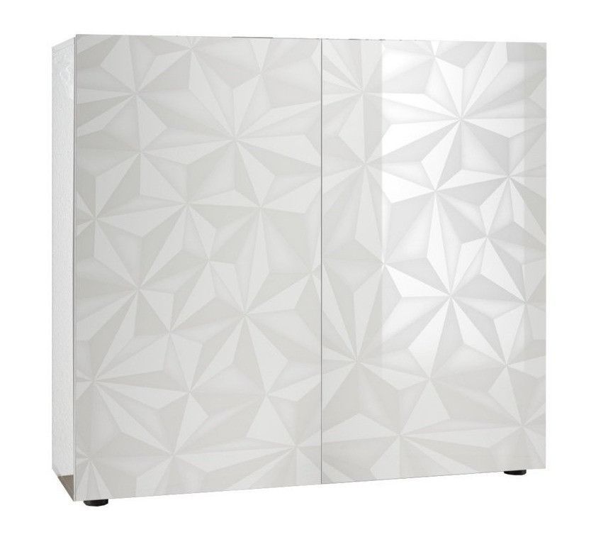 Bahut 2 portes bois laqué blanc brillant Pagar L 120 cm - Photo n°1