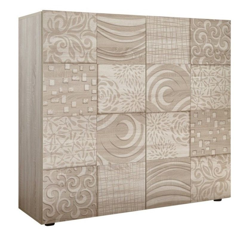 Bahut 2 portes bois mélaminé chêne clair Zebre L 120 cm - Photo n°1