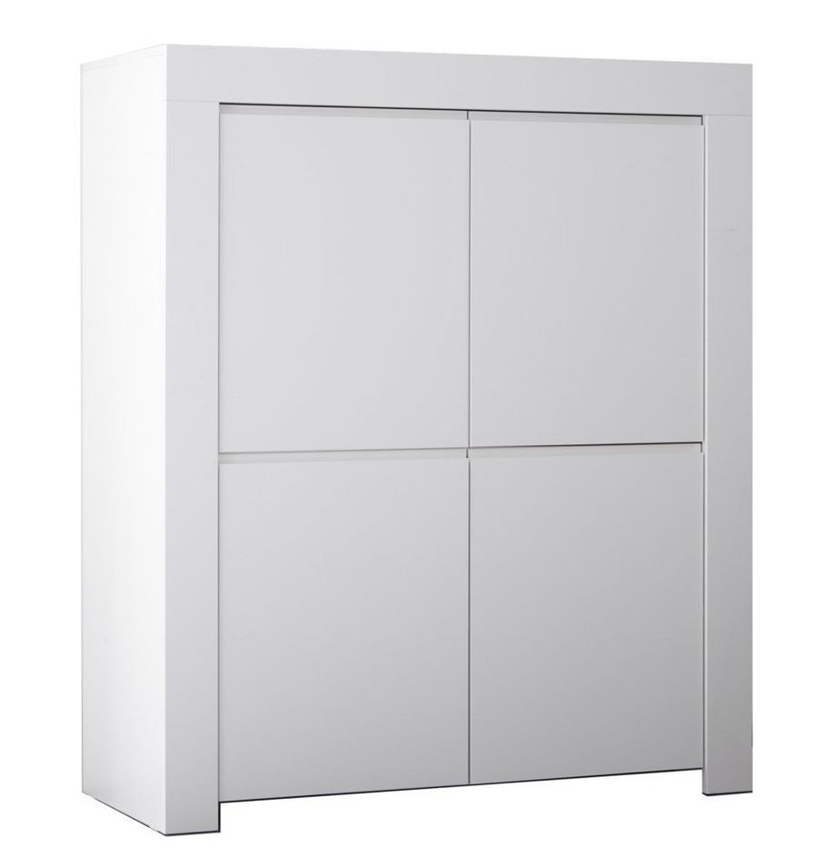 Bahut 4 portes bois laqué blanc mat Napan L 110 cm - Photo n°1