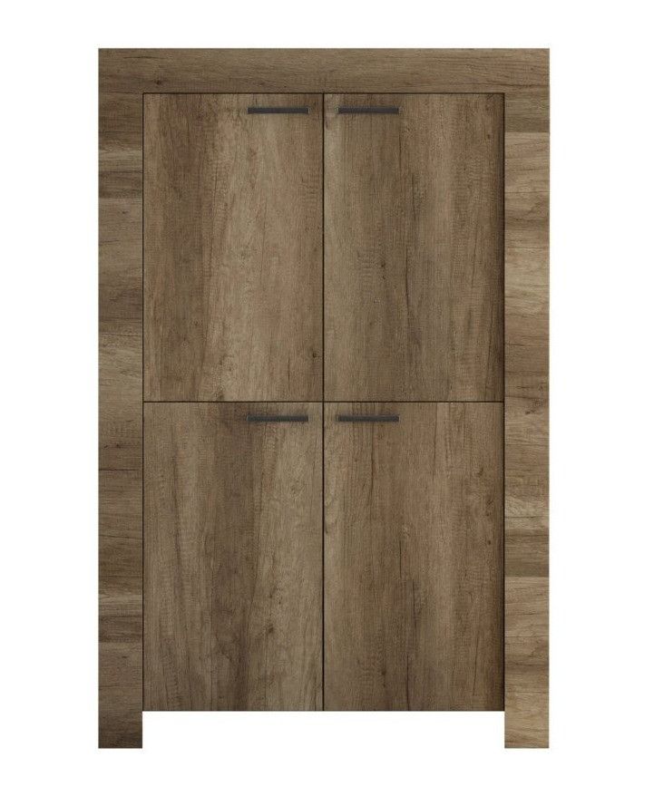 Bahut 4 portes bois mélaminé chêne foncé Saxo L 102 cm - Photo n°1