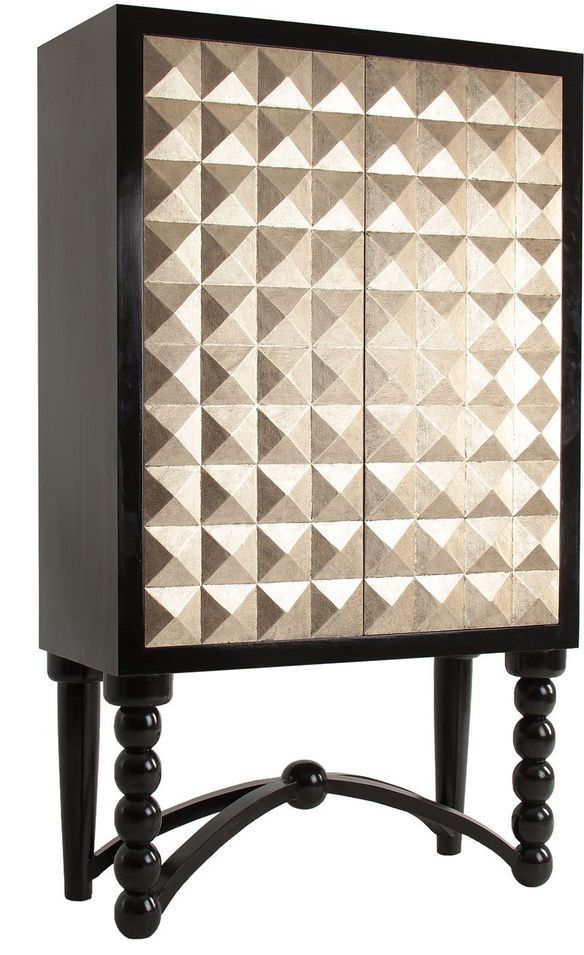 Bahut art déco bois de mindi noir et doré brillant Circe - Photo n°1