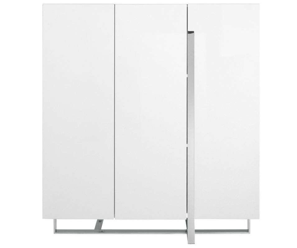 Bahut design 3 portes Dezina 120 cm - Laqué blanc et acier chromé - Photo n°1