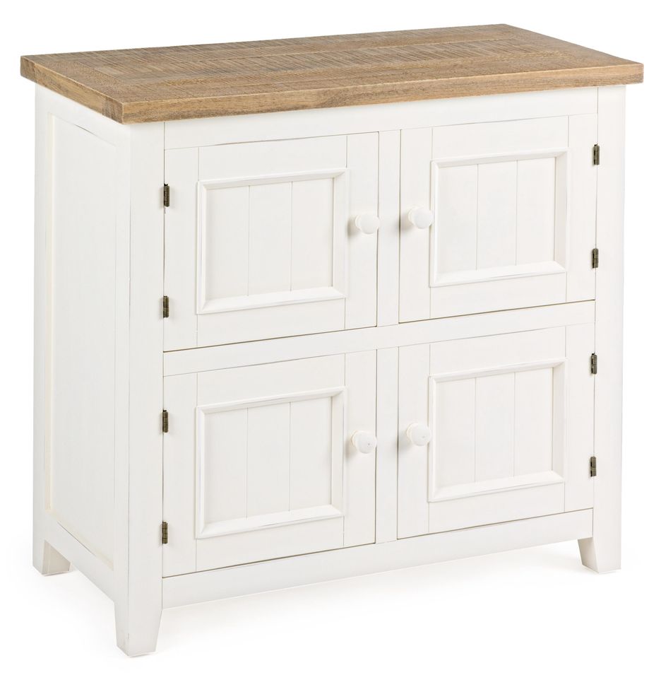 Bahut en bois 4 portes blanc Elya L 75.5 cm - Photo n°1