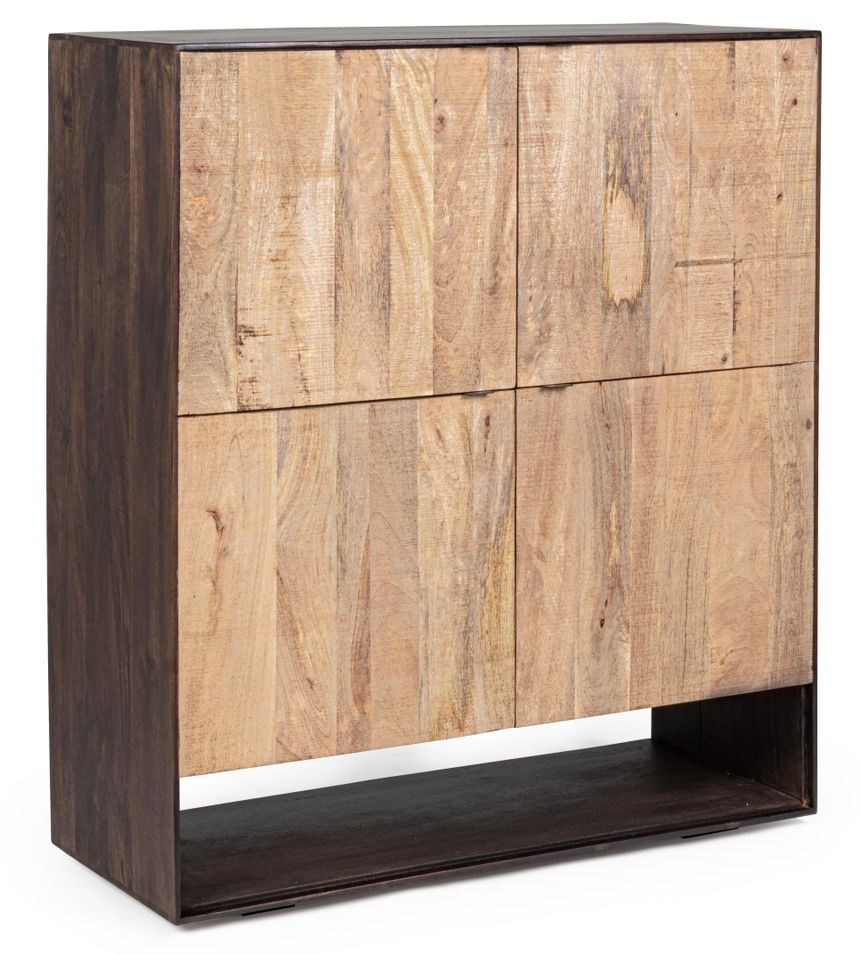 Bahut en bois de manguier bicolore 4 portes Gerty L 100 cm - Photo n°1