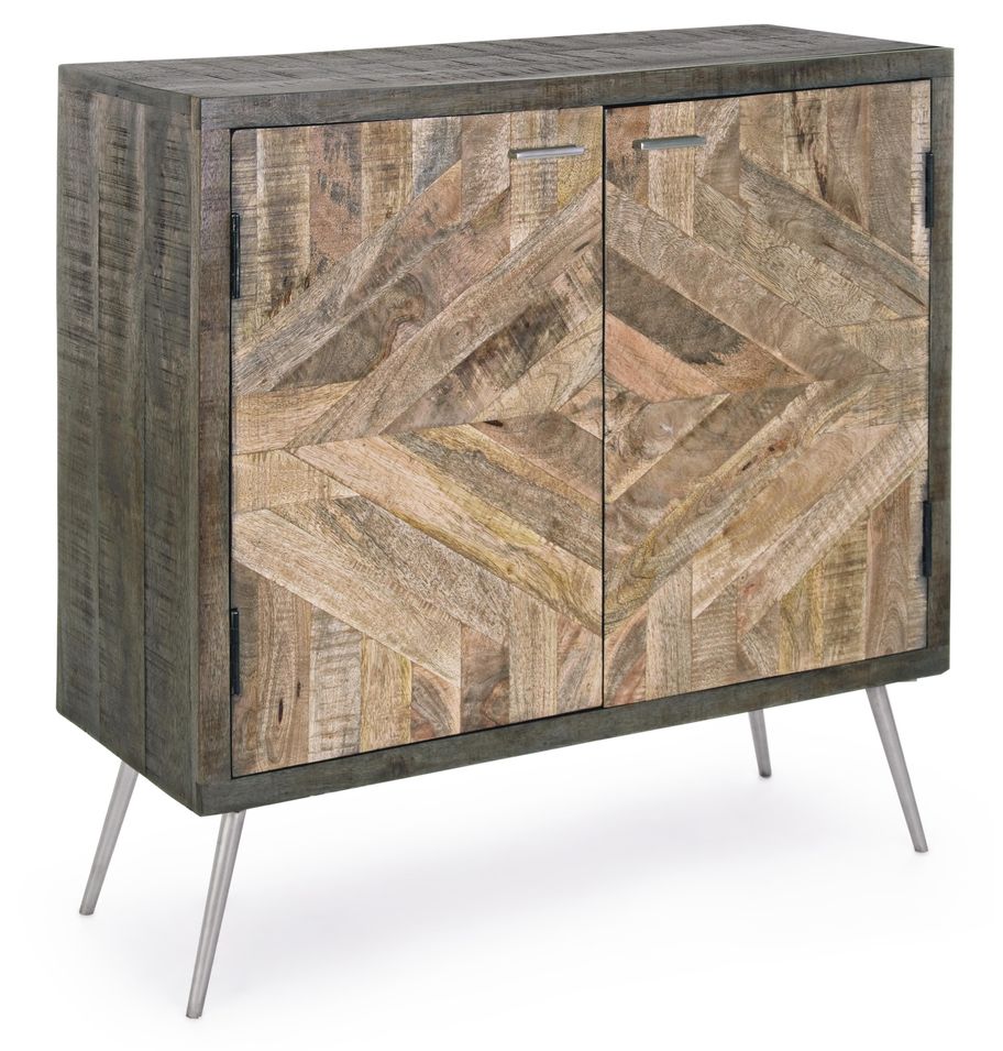 Bahut en bois naturel foncé et clair 2 portes Naty L 85 cm - Photo n°1