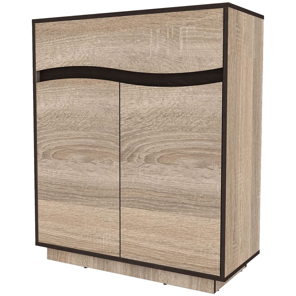 Bahut haut 1 tiroir 2 portes bois chêne clair Eneva 90 cm - Photo n°1