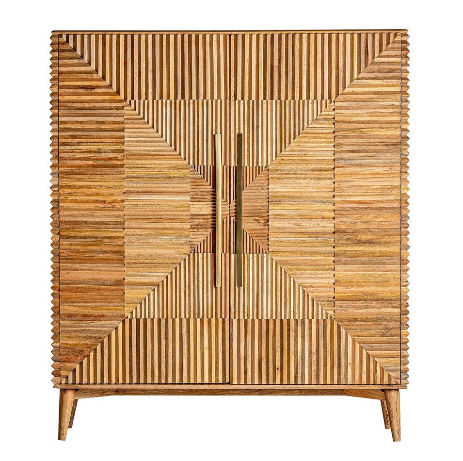 Bahut haut 2 portes manguier massif clair Lial - Photo n°1