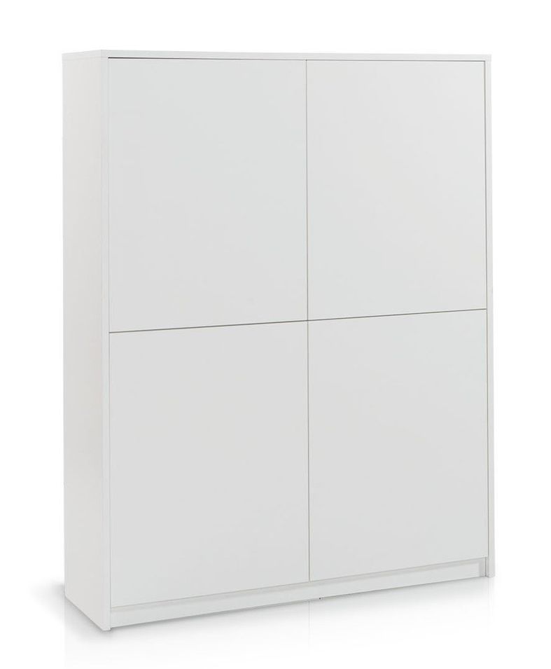 Bahut haut 4 portes bois mélaminé blanc Narea - Photo n°1