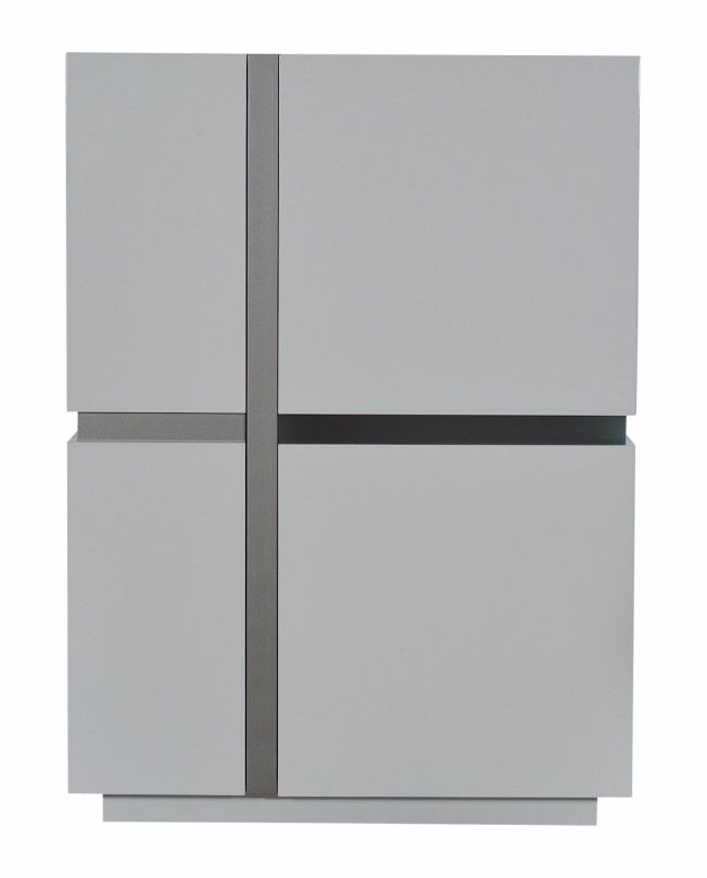 Bahut haut lumineux 2 portes bois laqué blanc Kartz - Photo n°1