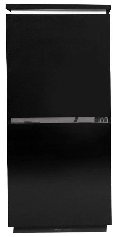 Bahut haut lumineux 2 portes bois laqué noir Kiela - Photo n°1