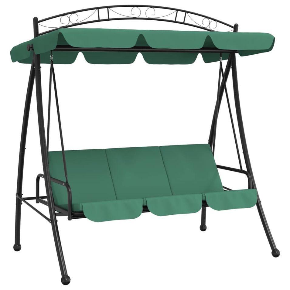 Balancelle de jardin avec auvent vert 198 cm tissu et acier - Photo n°1
