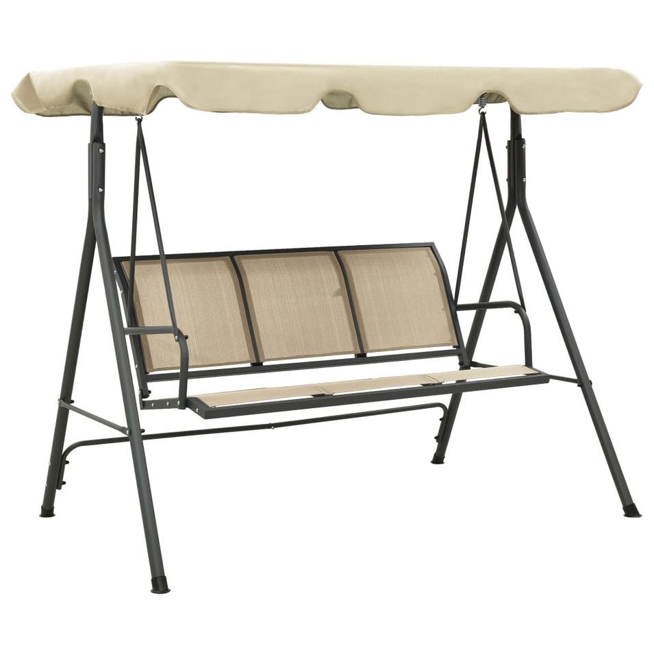 Balancelle de jardin avec baldaquin Anthracite et sable - Photo n°1