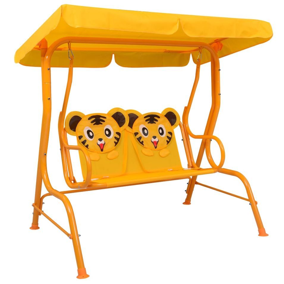 Balancelle pour enfants Jaune 115x75x110 cm Tissu - Photo n°1