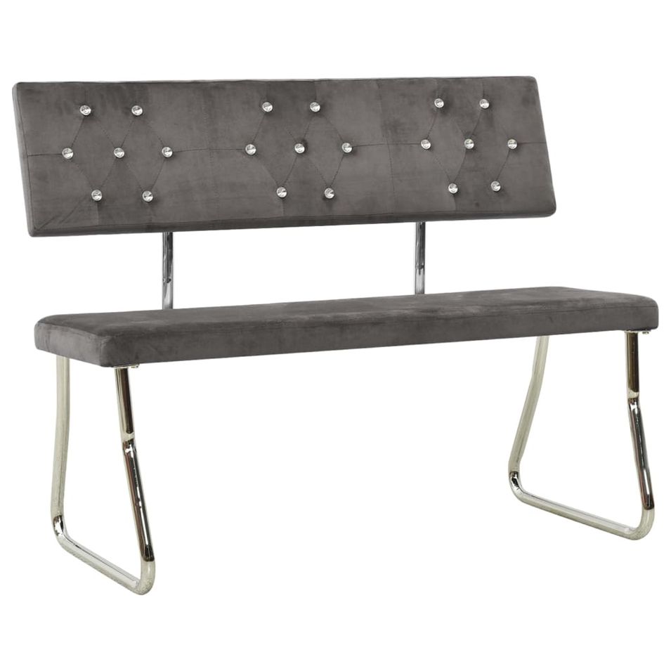 Banc 110 cm Gris clair Velours - Photo n°1