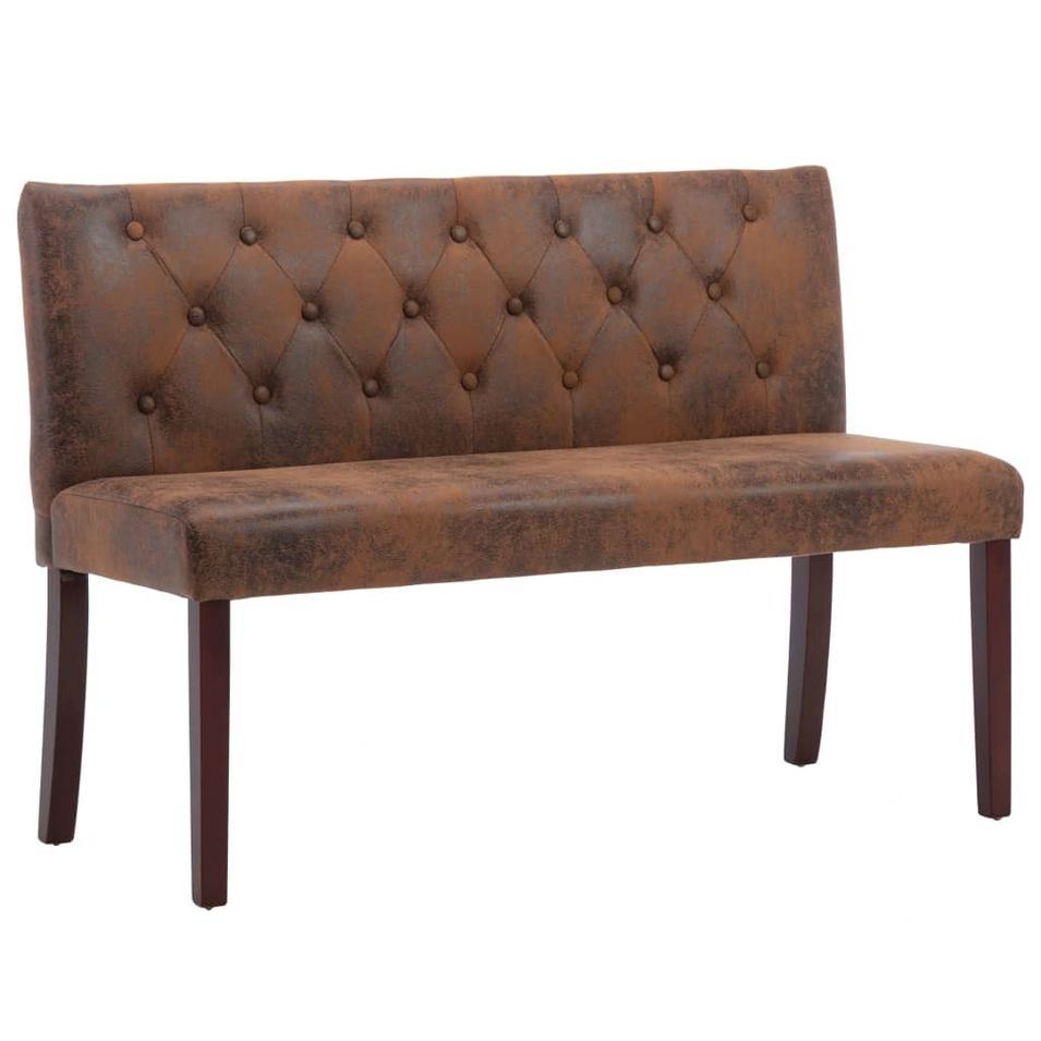 Banc 120 cm Marron Similicuir daim - Photo n°1