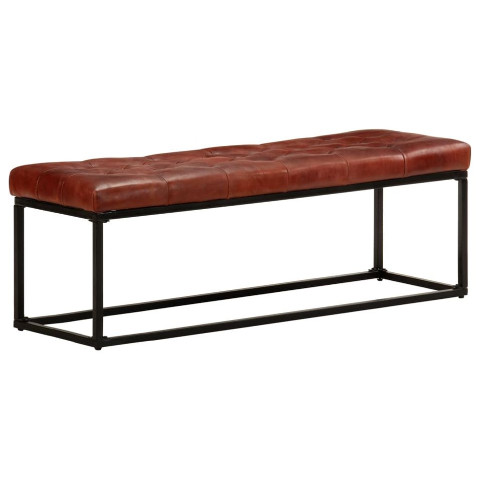 Banc 122 cm Marron foncé Cuir véritable - Photo n°1