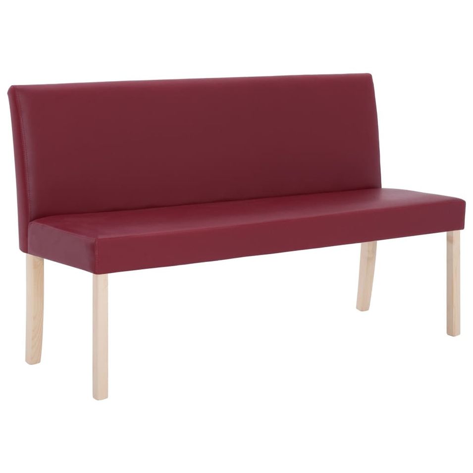 Banc 139,5 cm Rouge bordeaux Similicuir Riza - Photo n°1