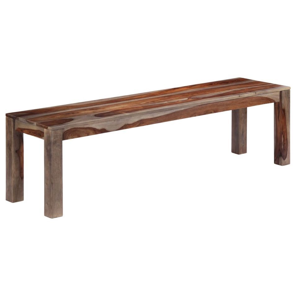 Banc 160 cm Gris Bois de Sesham massif - Photo n°1