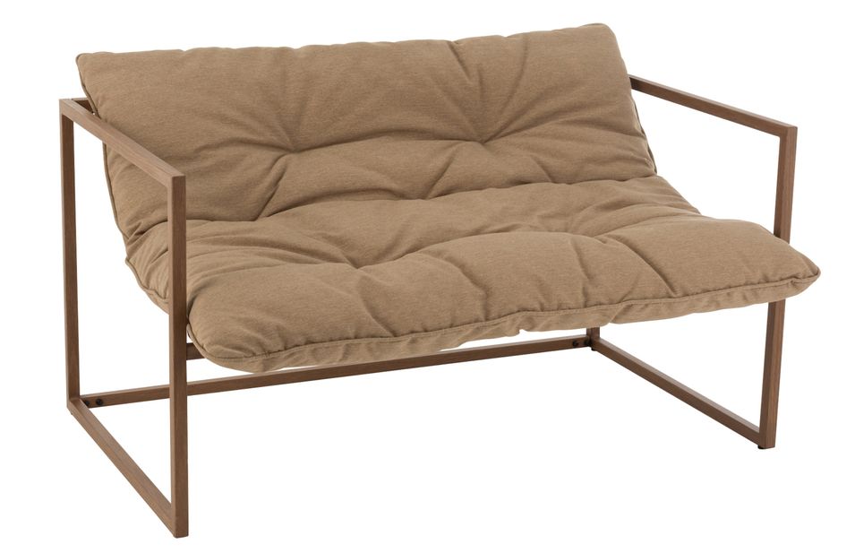 Banc 2 personnes métal marron foncé Miro L 125 cm - Photo n°1