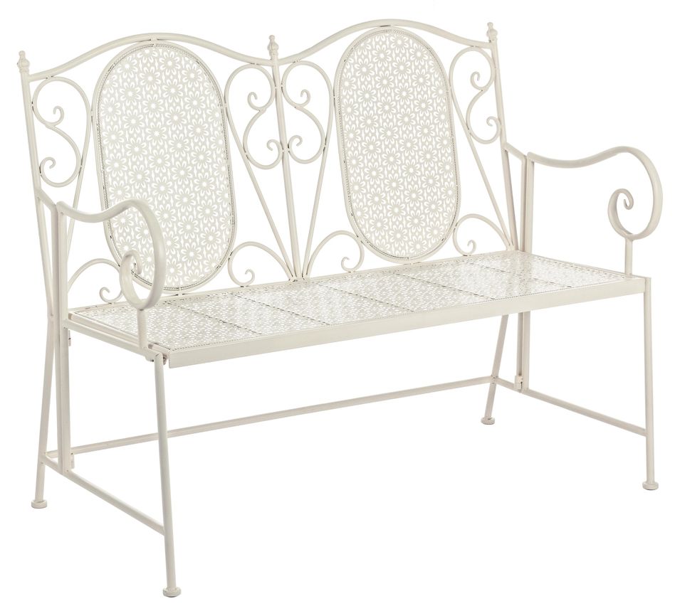 Banc 2 places en acier crème Gisy L 115 cm - Photo n°1