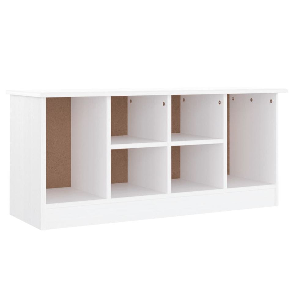 Banc à chaussures ALTA blanc 100x35x45 cm bois massif de pin - Photo n°1