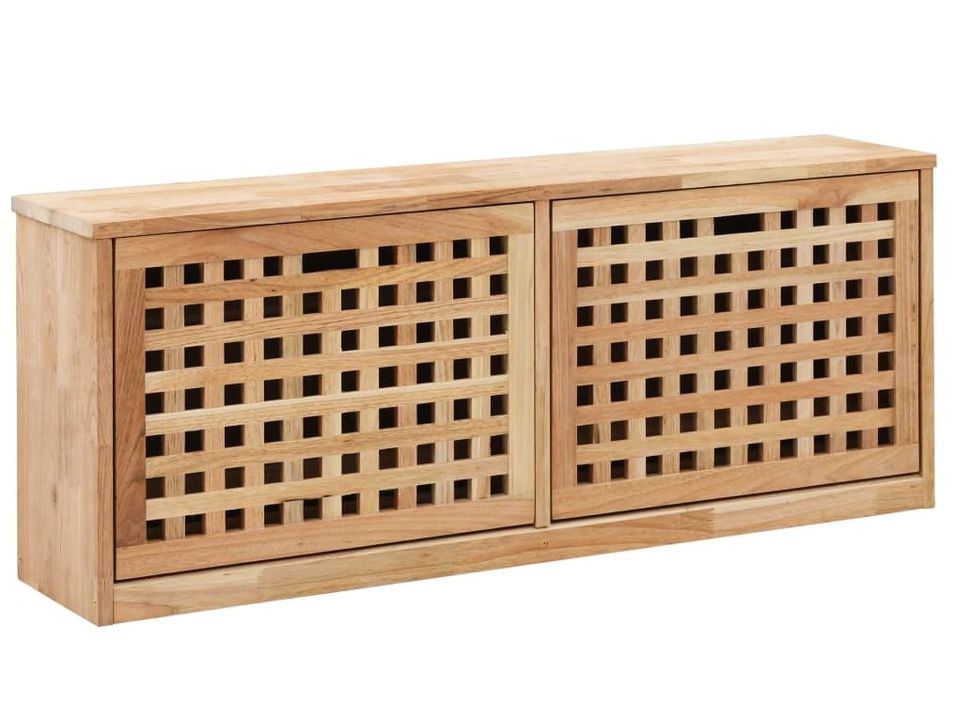 Banc à chaussures bois de noyer massif Kuando L 94 x H 38 cm - Design et pratique - Photo n°1