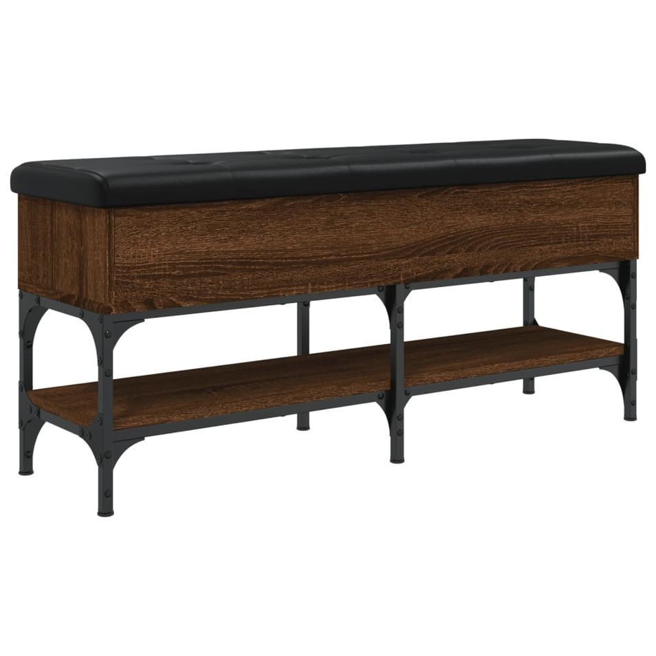 Banc à chaussures chêne marron 102x32x45 cm bois d'ingénierie - Photo n°1