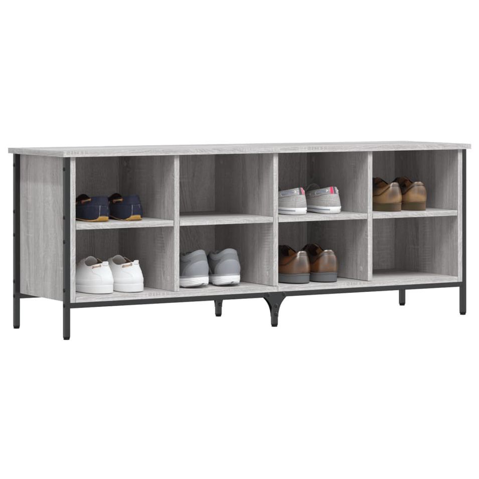 Banc à chaussures en bois et acier noir Kloza L 131 x H 50 cm - Style industriel - Photo n°1