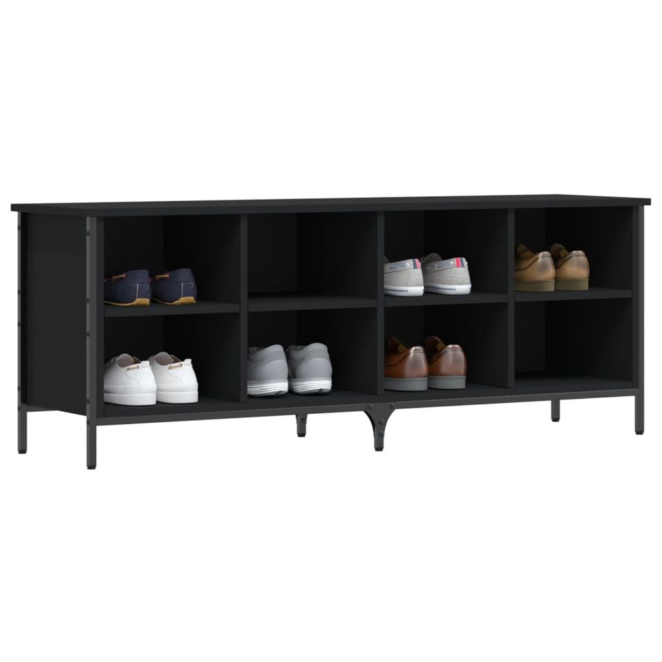 Banc à chaussures en bois et acier noir Kloza L 131 x H 50 cm - Style industriel - Photo n°1