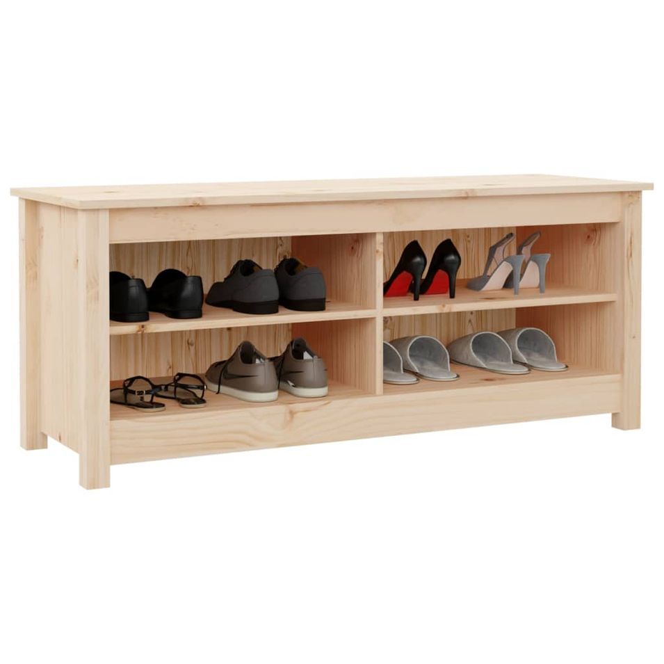 Banc à chaussures en bois massif Klouda – Élégant et fonctionnel - Photo n°1