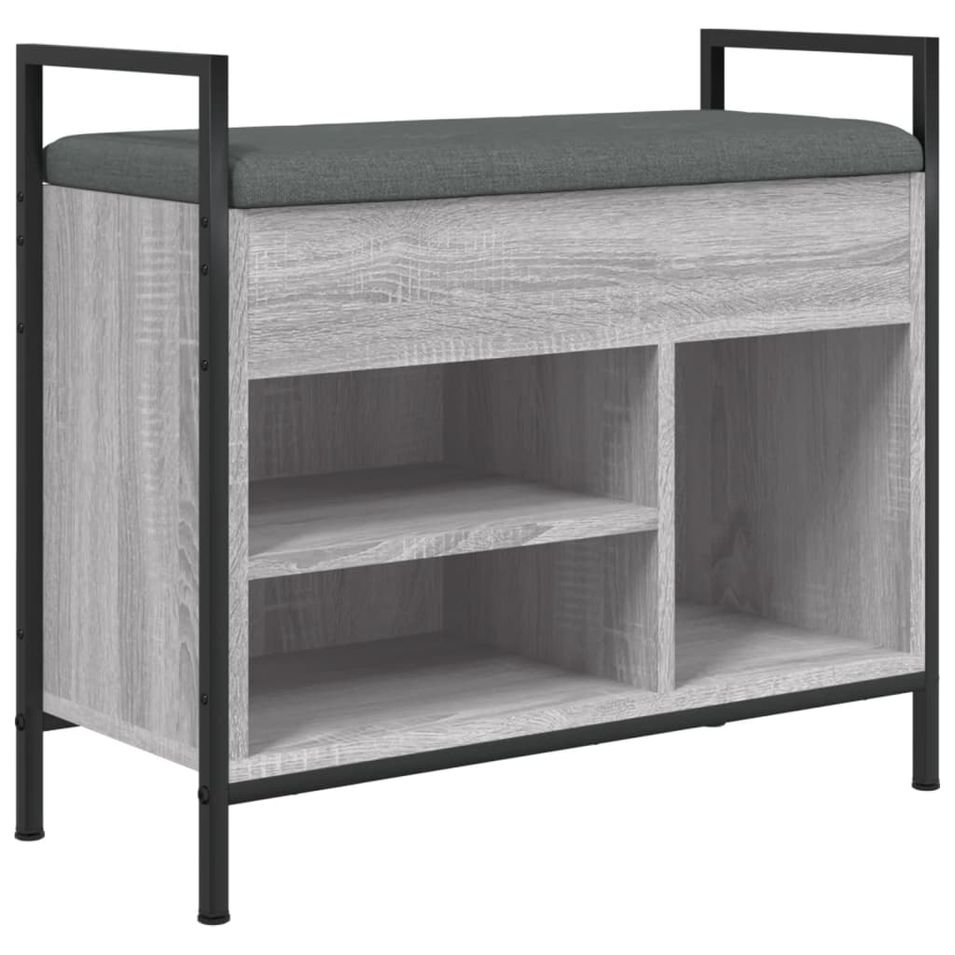 Banc à chaussures sonoma gris 65,5x32x57,5 cm bois d'ingénierie - Photo n°1