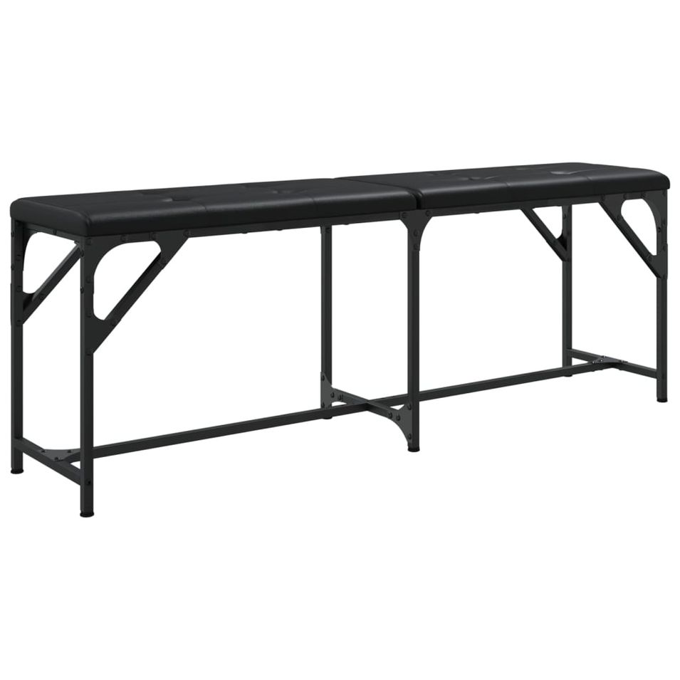 Banc à manger noir 124x32x45 cm acier et similicuir - Photo n°1