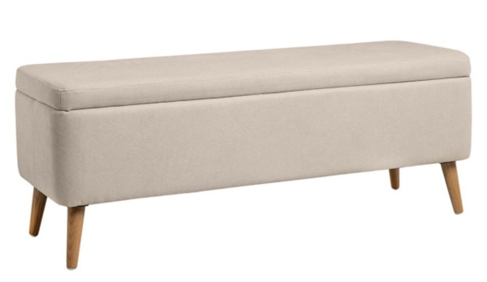 Banc avec coffre de rangement tissu RIKO 120 cm - Photo n°1