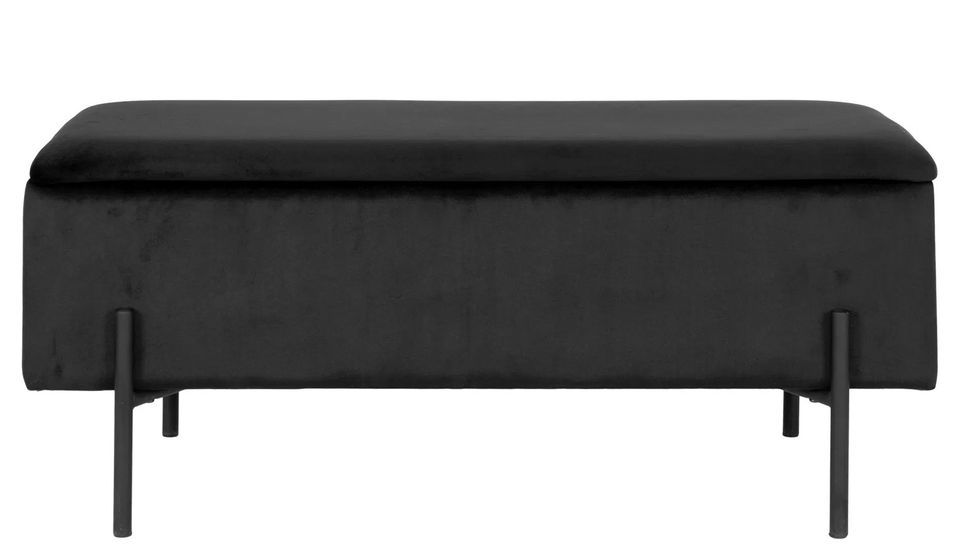 Banc avec coffre de rangement WATFORD 95 cm - Tissu ou velours - Photo n°1