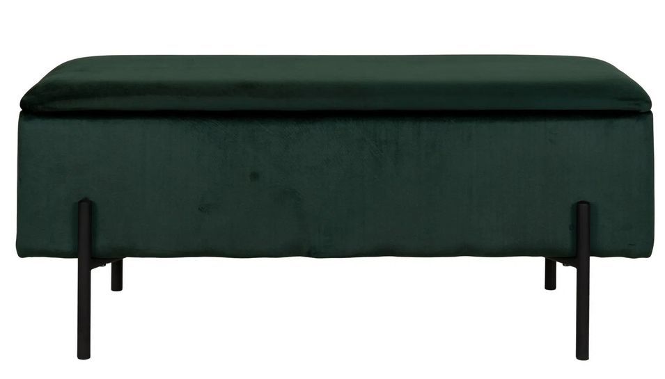 Banc avec coffre de rangement WATFORD 95 cm - Tissu ou velours - Photo n°1