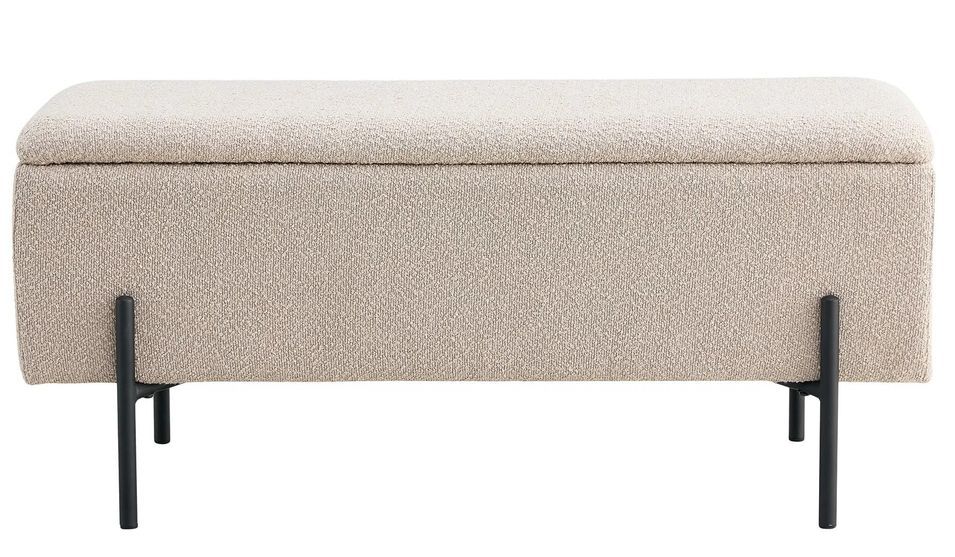 Banc avec coffre de rangement WATFORD 95 cm - Tissu ou velours - Photo n°1
