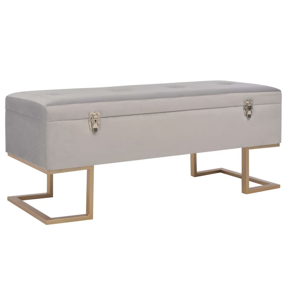 Banc avec compartiment de rangement 105 cm Gris Velours - Photo n°1
